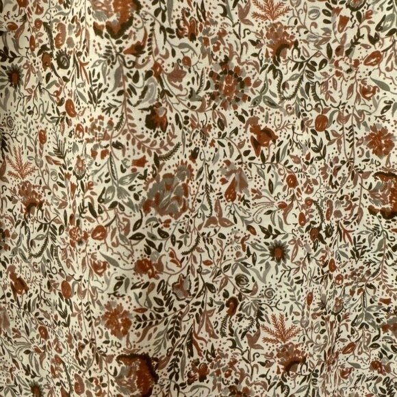 70s Vintage Winter Jack Tan Green Ditsy Floral Ballon Sleeve Pop Over Blouse - Picture 6 of 7